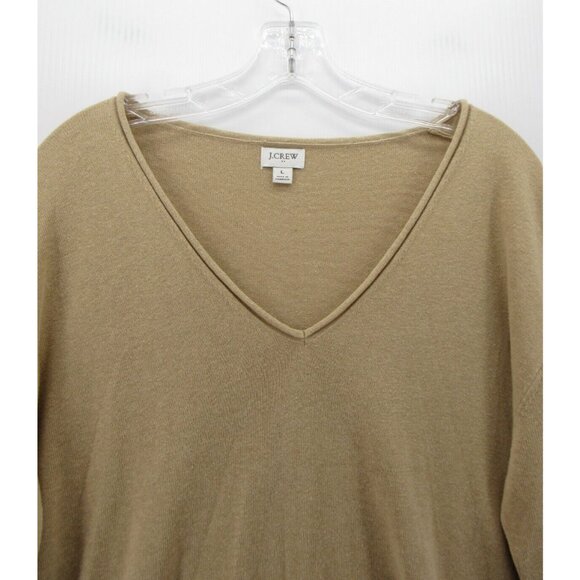 J Crew Sweater Large Linen Pullover Preppy V-Neck Lagenlook Cottage - Picture 2 of 10